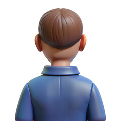 Cartoon Character with Short Brown Hair and Blue Shirt Design