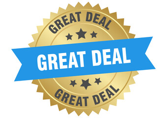 Obraz premium great deal. great deal round blue and gold label isolated on transparent background