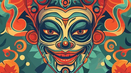 Fool's Day Crazy Mask Flat Vector Illustration