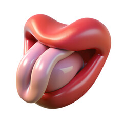 Vibrant 3D Rendering of Mouth with Tongue and Glossy Lips
