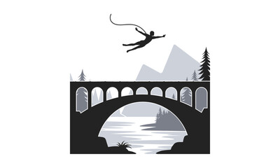 Bungee Jumping Vector Clipart Set with Adventure and Outdoor Themes