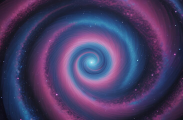 Obraz premium The image displays a vibrant celestial body, stars, and a dark background with a blue and pink spiral pattern, using holographic visualizations for an abstract galaxy representation.