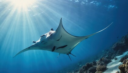 graceful manta ray gliding in a sunlit undersea world