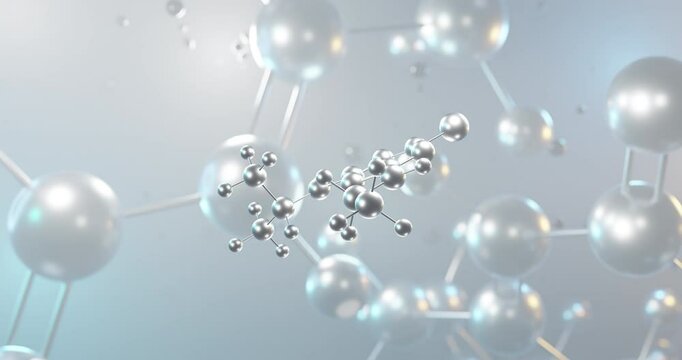 Atrazine rotating 3d molecule, molecular structure of herbicide, seamless video