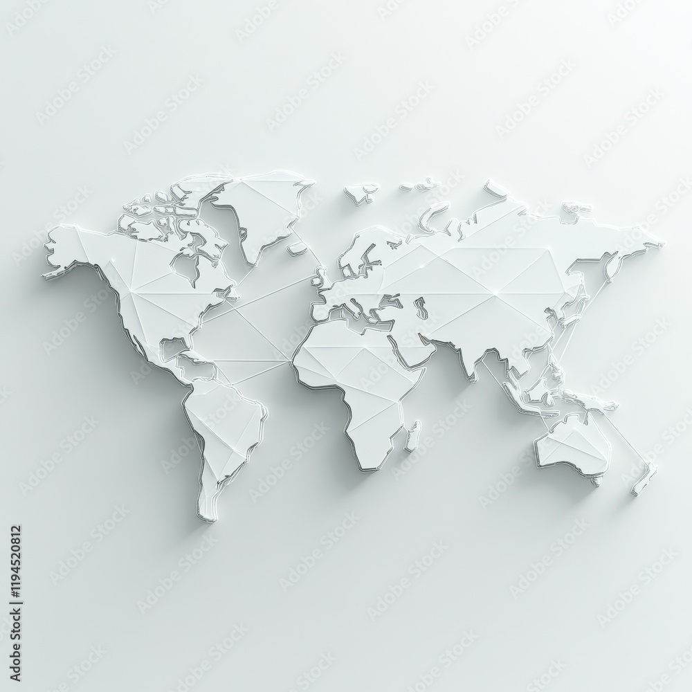 Poster global network: a polygonal world map