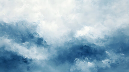 Abstract Blue and White Painting Texture Background: an oil painting with brush strokes in shades of blue and white, featuring swirling patterns that resemble clouds or waves.