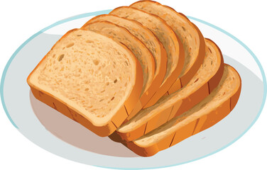 Sliced bread loaf on white plate presenting breakfast concept