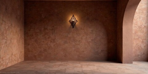 Illuminated Corner in a Rustic Interior with Textured Walls and a Single Sconce