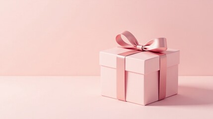A Delicate Pink Gift Box with a Rose Gold Ribbon, a Symbol of Thoughtful Presentation