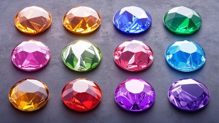 Fototapeta premium Set of shiny stone circle button. Illustration for game design.