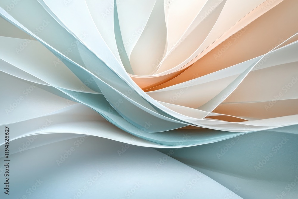 Poster a serene flow of delicate lines and curves in muted colors abstract art tranquil space visual harmon