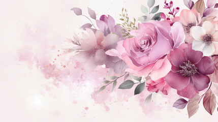 Fototapeta premium Lush wildflower watercolor border illustration. Seamless file. Colorful watercolor flowers 