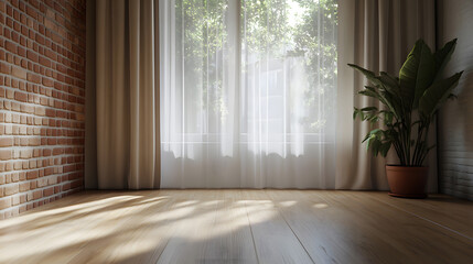 Bright morning light creating patterns on wooden floor