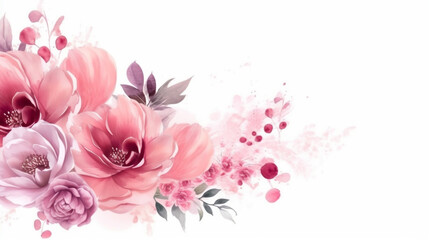 Fototapeta premium Frames of colorful flowers in watercolor. Backgrounds with flowers, plants and natural motifs in watercolor. Celebrations 