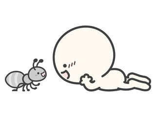 アリと話す人物のベクターイラスト01