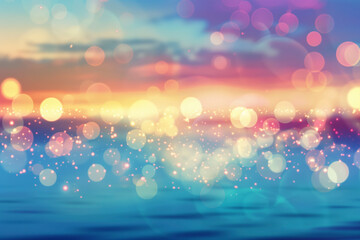 Fondo desenfocado del mar con luces y brillos con efecto bokeh.