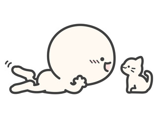 猫を見つめるかわいい人物のベクターイラスト01