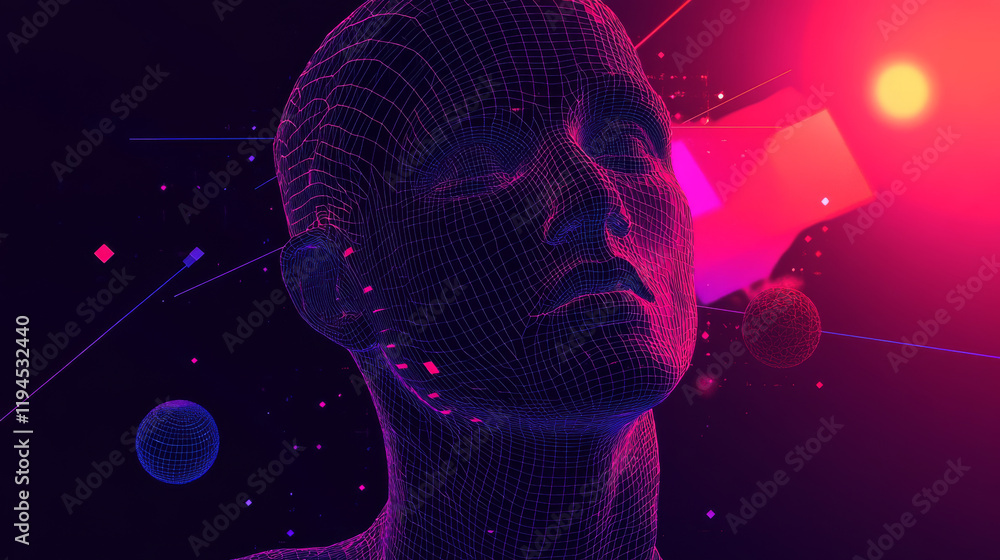 Poster poster design template in y2k aesthetic with abstract grid geometry shapes and elements, typography 