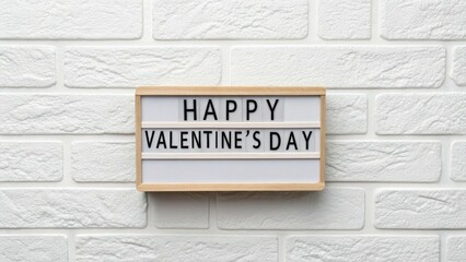 Obraz premium Minimalistic Block 'Happy Valentine's Day' in All Lowercase Black Font on White