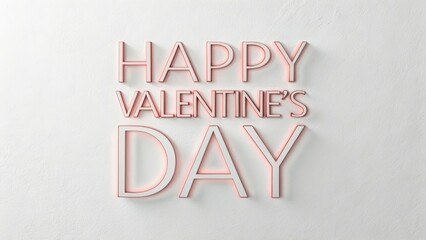 Sleek, Slanted Sans-Serif 'Happy Valentine's Day' in Pale Pink on a Simple White Canvas