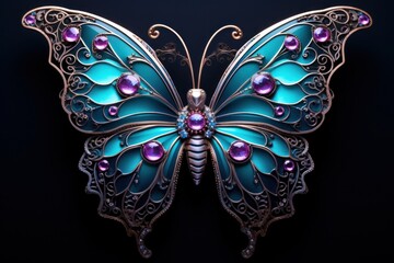 Neon butterfly gemstone jewelry accessories.