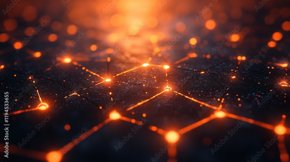 Poster abstract digital network background with glowing nodes and connections creating a futuristic technol