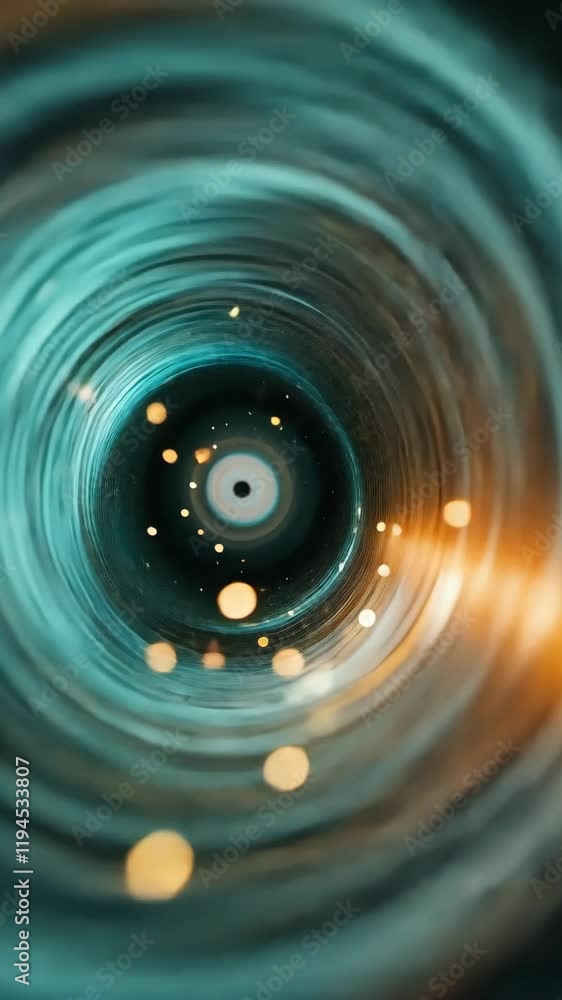 Poster spiral tunnel with glowing lights creates a mesmerizing visual effect in abstract design