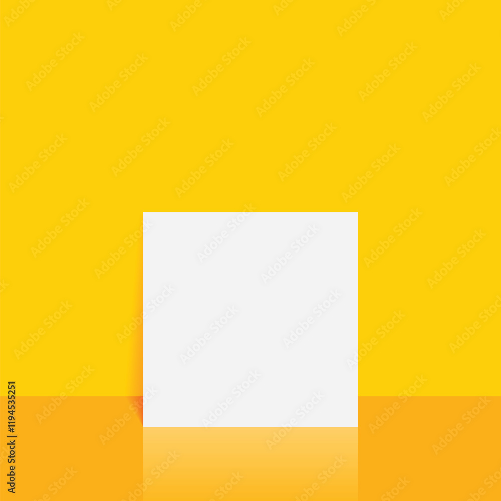 Leinwandbilder square mockup blank poster on yellow background. 3d rendering. vector picture frame. mock up frame p