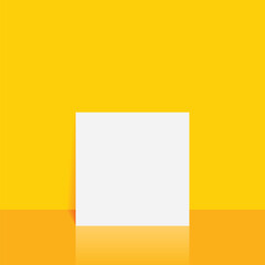 Square mockup blank poster on yellow background. 3d rendering. vector picture frame. mock up frame photo. blank frame. photo frame