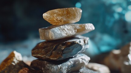 Abalone Stones Balance on Rock Pile
