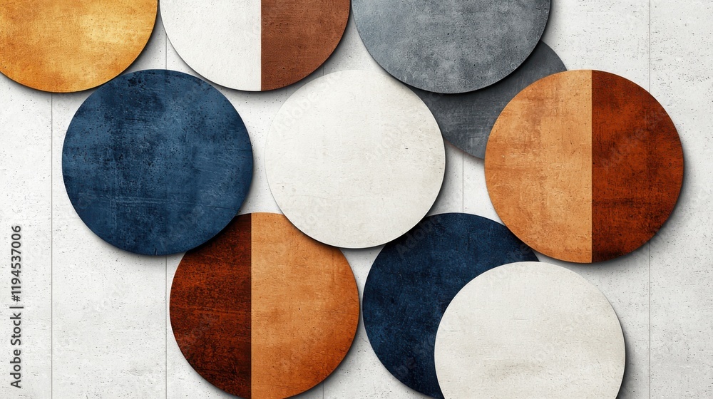 Poster geometric art display featuring large circles in muted colors modern gallery abstract photography mi