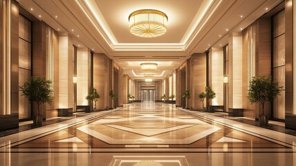 Obraz premium Grand hotel lobby interior design, opulent lighting