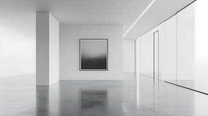 Empty room with expansive white walls and natural lighting.
