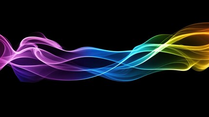 Naklejka premium Abstract colorful wave design on black background.