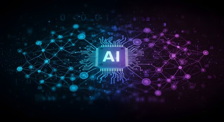 Artificial intelligence. Interconnected knowledge representation Ai with "AI" text written