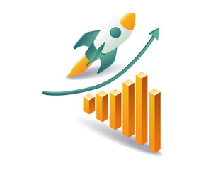 Rocket launch symbol of business growth