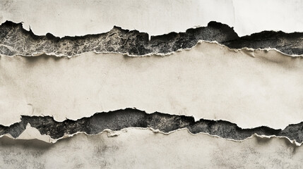 Torn and rip paper edge texture vector banner. White tear page strip template border. Grunge damage scrapbook abstract frame collection. Ripped sheet collection for vintage rough header illustration