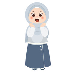 Cheerful Girl in Hijab Illustration
