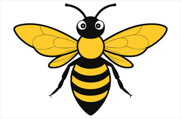 Bee Vector Art illustration. Bee Silhouette. Colorful bee icon. Black and white Bees. Cartoon bee icon set. flying on a dotted route isolated on the white