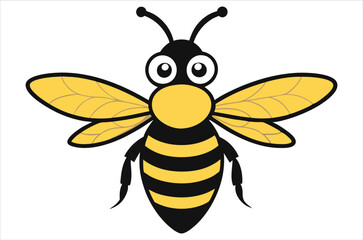 Bee Vector Art illustration. Bee Silhouette. Colorful bee icon. Black and white Bees. Cartoon bee icon set. flying on a dotted route isolated on the white