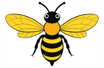 Bee Vector Art illustration. Bee Silhouette. Colorful bee icon. Black and white Bees. Cartoon bee icon set. flying on a dotted route isolated on the white