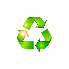 Obraz premium Green recycle symbol in white background 