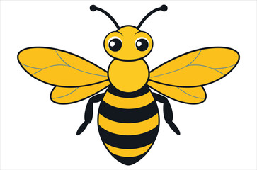Bee Vector Art illustration. Bee Silhouette. Colorful bee icon. Black and white Bees. Cartoon bee icon set. flying on a dotted route isolated on the white