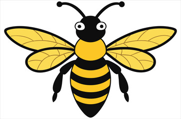 Bee Vector Art illustration. Bee Silhouette. Colorful bee icon. Black and white Bees. Cartoon bee icon set. flying on a dotted route isolated on the white