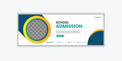 School Admission Web Banner Template, Back to School Social Media Cover Template for education, university, business, industry etc
