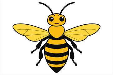 Fototapeta premium Bee Vector Art illustration. Bee Silhouette. Colorful bee icon. Black and white Bees. Cartoon bee icon set. flying on a dotted route isolated on the white
