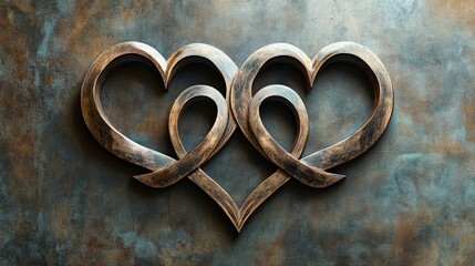Decorative intertwining hearts in metallic design.