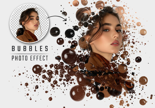 Bubbles Dispersion Photo Effect Mockup