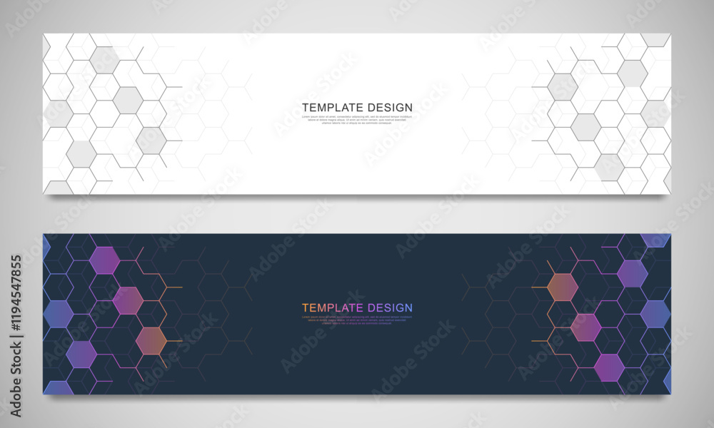 Poster Abstract geometric background with hexagons shape pattern for banner or website header template