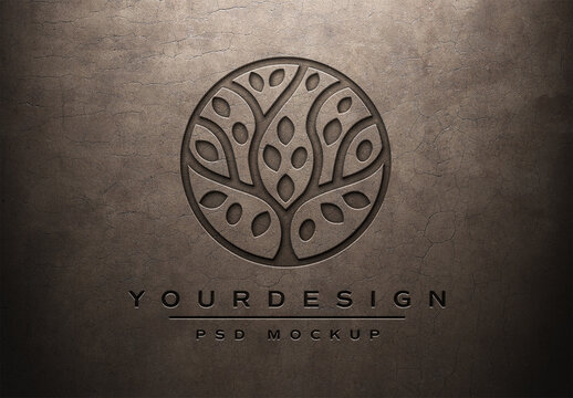 Engraved Logo Effect in Concrete Stone Mockup